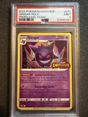 Gengar (SWSH 241) Pre-release Staff PSA 9 POP 75 Only 24 Higher
