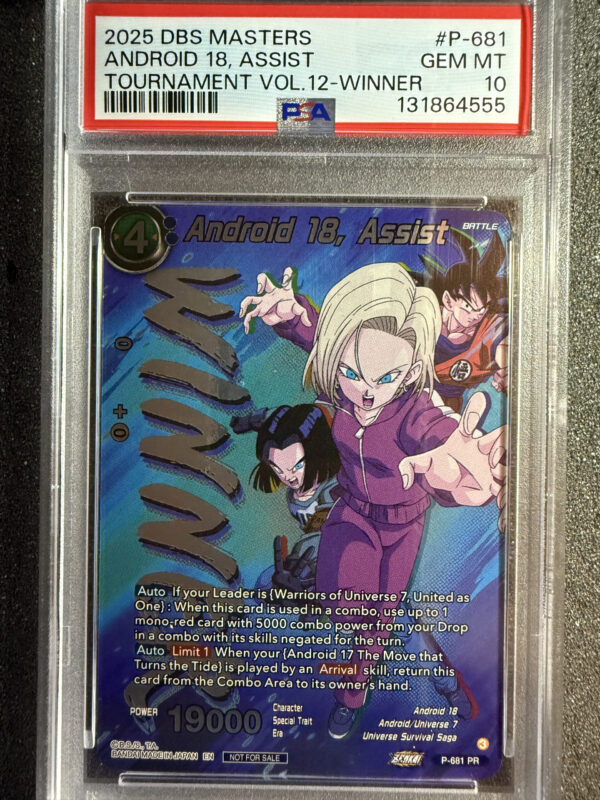 Android 18, Assist (P-681) Tournament Vol.12 Winner PSA 10 POP 4