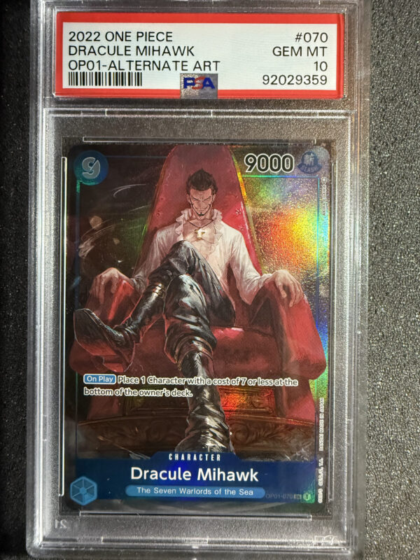 Dracule Mihawk (OP01-070) Pre-Errata Alternate Art PSA 10