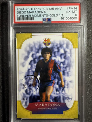 2024-25 Topps FC Barcelona 125 Anniversary FM14 Diego Maradona Forever Moments-Gold 1/1 PSA 6