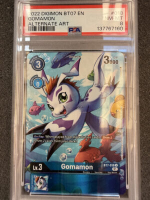 IMG_2172 2022 Digimon BT07 018 Gomamon Alternate Art PSA 8