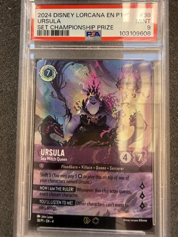 2024 Disney Lorcana 38 Ursula Sea Witch Queen Enchanted Set Championship Prize PSA 9