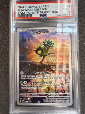 IMG_2210 Teal Mask Ogerpon (SVP 123) Pokemon Center Stamp PSA 9