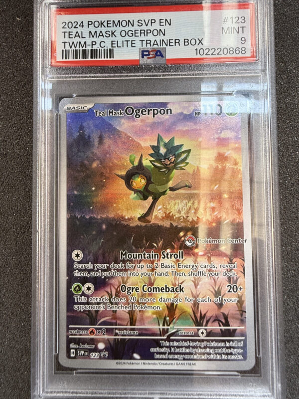 Teal Mask Ogerpon (SVP 123) Pokemon Center Stamp PSA 9