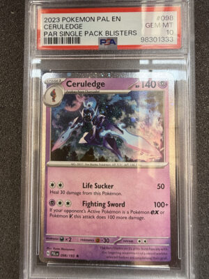 IMG_2223 Ceruledge (PAL 098) Single Pack Paradox Blister Cosmos Holo PSA 10 POP 39