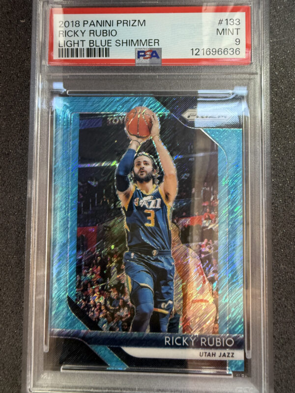 2018 Panini Prizm 133 Ricky Rubio Light Blue Shimmer /7 PSA 9