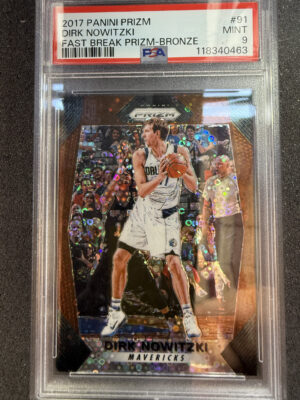 2017 Panini Prizm 91 Dirk Nowitzki Fast Break Prizm-Bronze /20 PSA 9