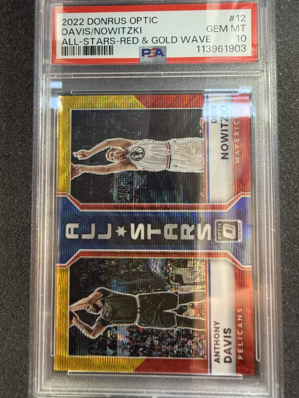 2022 Panini Donruss Optic Anthony Davis/Dirk Nowitzki All Stars Red & Gold Wave /99 PSA 10 POP 1