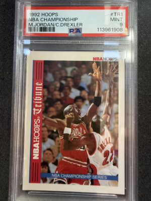 1992 NBA Hoops TR1 NBA Championship Michael Jorda/Clyde Drexler PSA 9