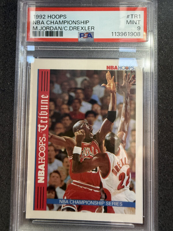 1992 NBA Hoops TR1 NBA Championship Michael Jorda/Clyde Drexler PSA 9