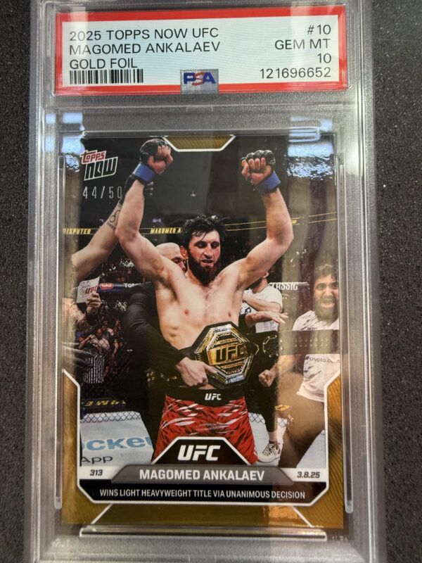2025 Topps Now UFC 10 Magomed Ankalaev Gold Foil /50 PSA 10 POP 1