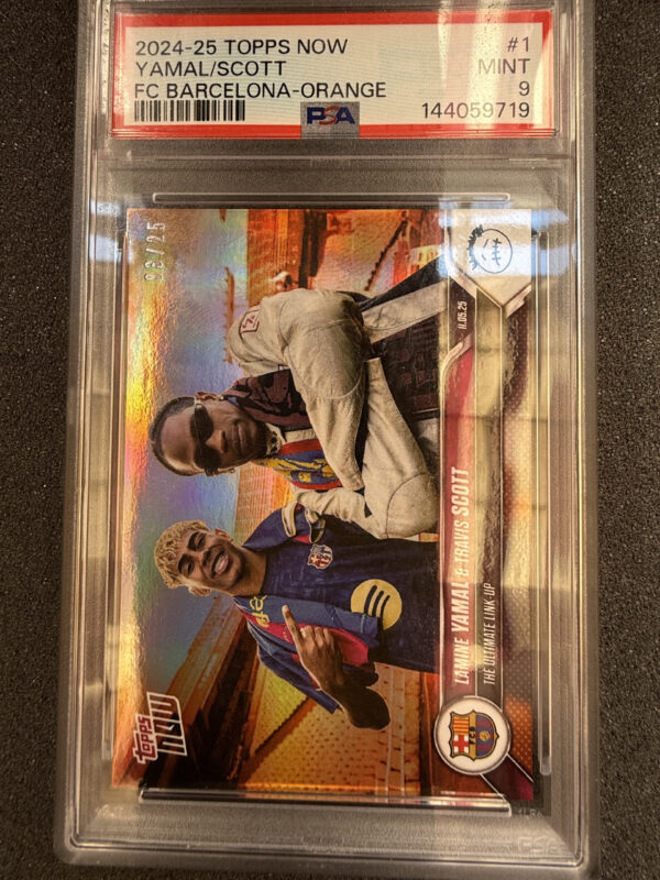 2024-25 Topps Now FC Barcelona 1 Yamal/Scott Orange /25 PSA 9