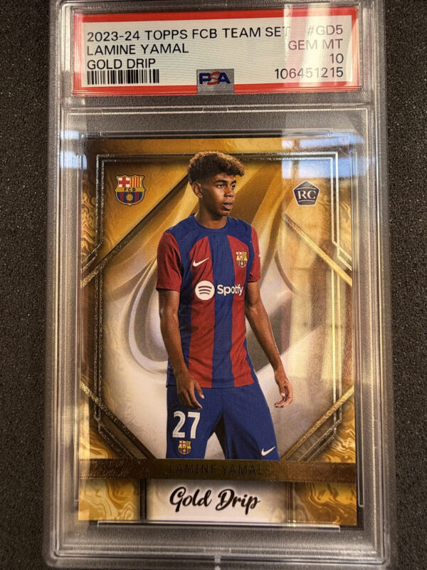 2023-24 Topps FC Barcelona Team Set GD5 Lamine Yamal Gold Drip PSA 10