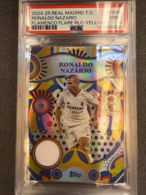 2024-25 Topps Real Madrid Team Set FRR9 Ronaldo Nazario Flamenco Flare RLC Yellow 31/50 PSA 9