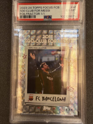 2023-24 Topps Focus FC Barcelona 46 500 Club For Messi Foilfractor 1/1 PSA 6