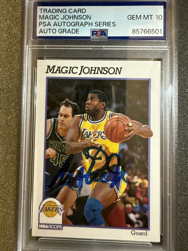1991 NBA Hoops 101 Magic Johnson Auto on Card PSA 10
