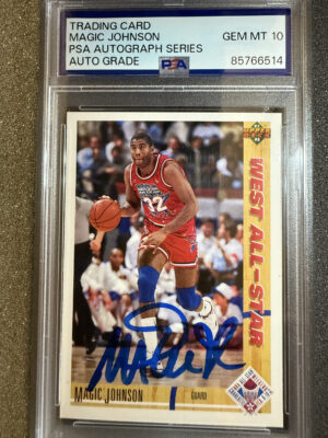 1991 Upper Deck 57 Magic Johnson Auto on Card PSA 10