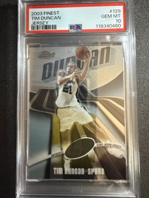 2003 Topps Finest 129 Tim Duncan Jersey /999 PSA 10