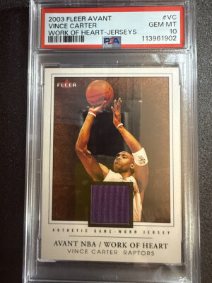 IMG_2534 2003 Fleer Avant WHVC Vince Carter Jersey Worn /300 PSA 10 POP 1