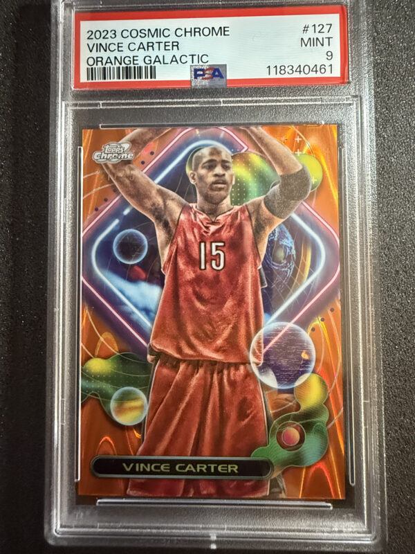 2023 Topps Chrome 127 Vince Carter Orange Galactic /25 PSA 9