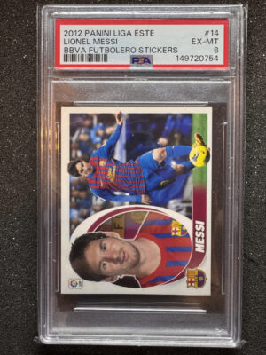 2012 Panini Liga Este 14 Lionel Messi BBVA Futbolero Stickers PSA 6
