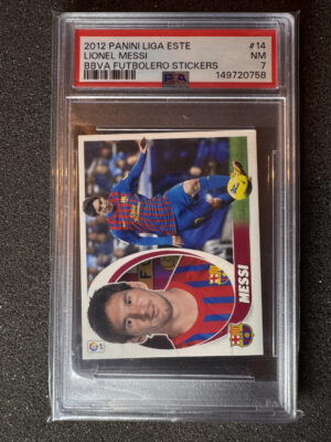 2012 Panini Liga Este 14 Lionel Messi BBVA Futbolero Stickers PSA 7