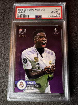 2023-24 Topps Now UCL 104 Vini JR Purple 29/99 PSA 10 POP 3