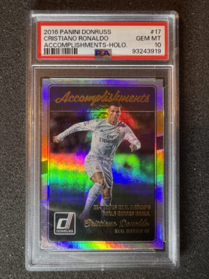 2016 Panini Donruss 17 Cristiano Ronaldo Accomplishments Holographic PSA 10  POP 85