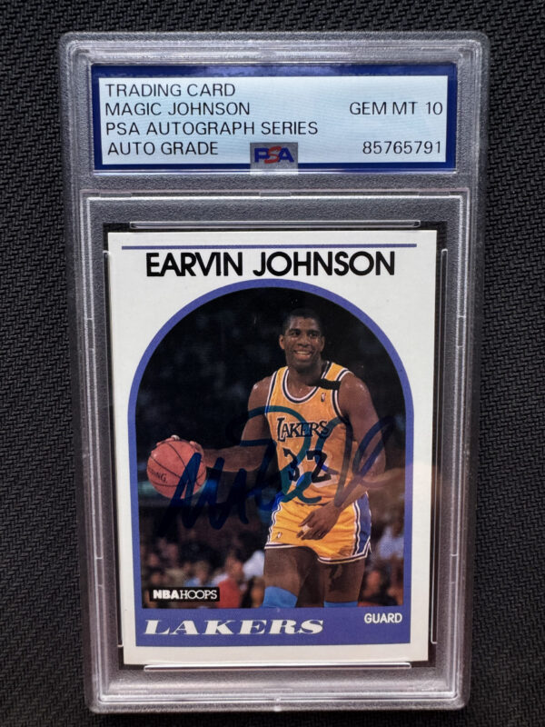 1989 NBA Hoops 270 Magic Johnson Auto on Card PSA 10