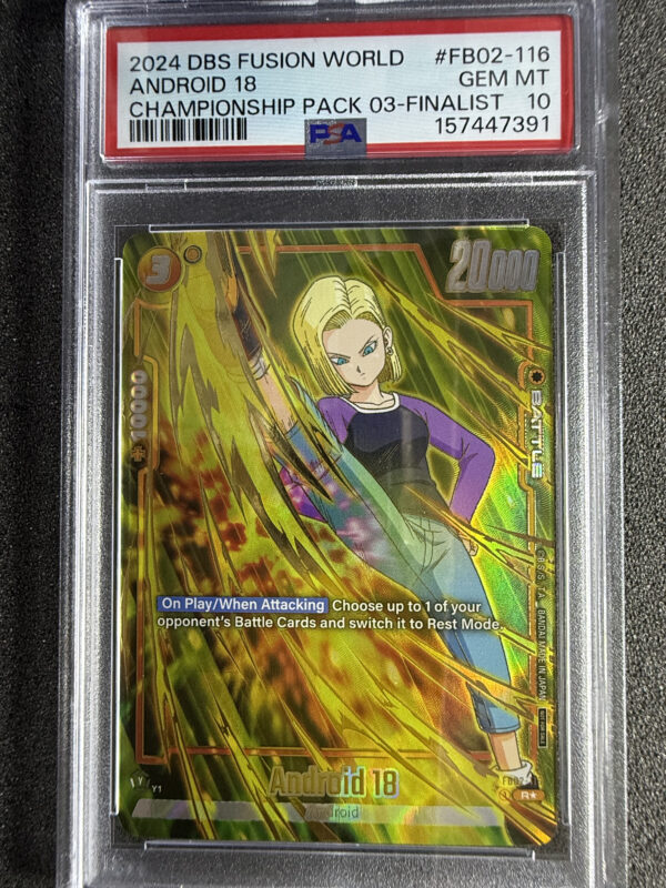 Android 18 (FB02-116) Championship Pack 03 Finalist PSA 10 POP 2