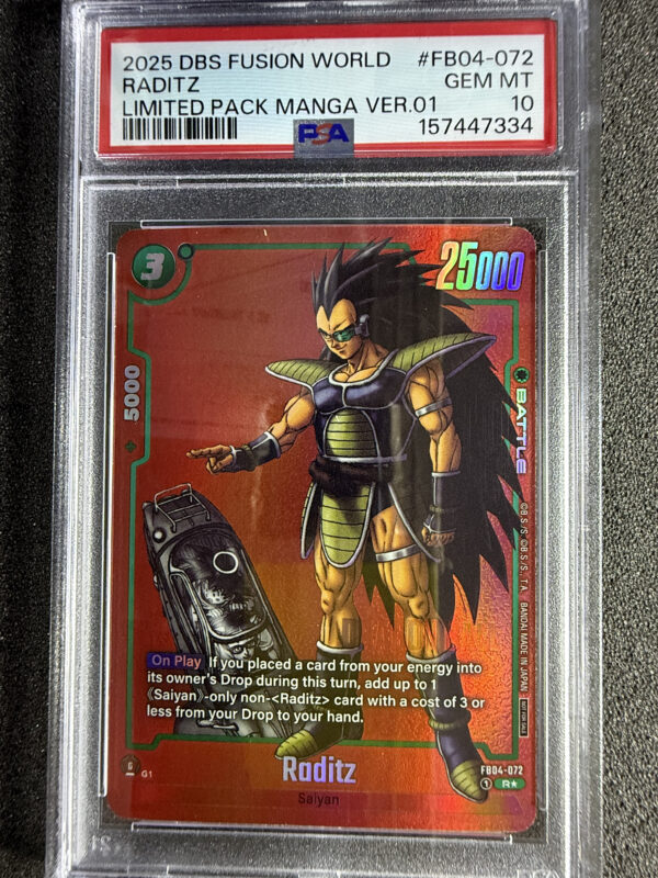 Raditz (FB04-072) Limited Pack Manga Version 02 PSA 10 POP 22