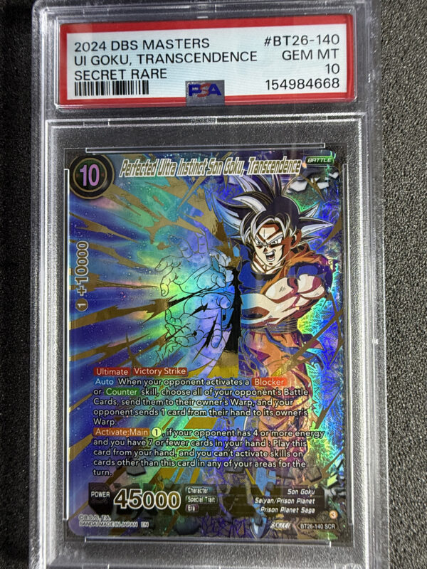 Perfected Ultra Instinct Son Goku, Transcendence (BT26-140) Secret Rare PSA 10 POP 152