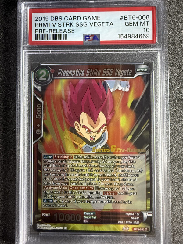 Preemptive Strike SSG Vegeta (BT6-008) Prerelease Series 6 PSA 10 POP 4