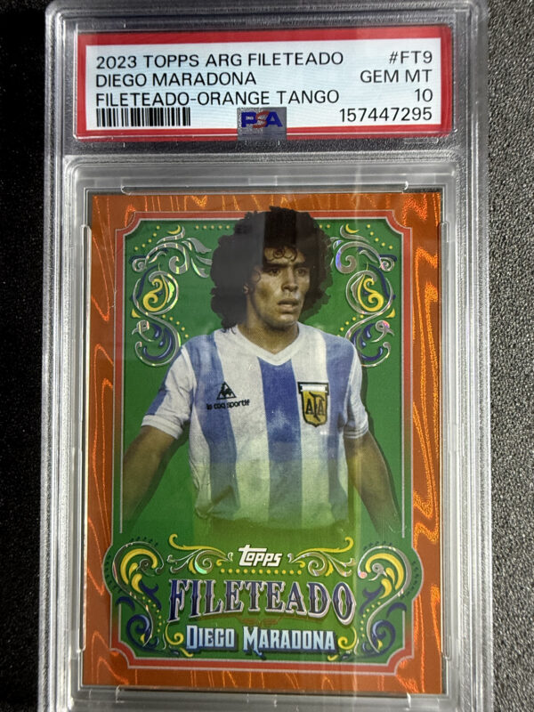 2023 Topps Argentina Fileteado FT9 Diego Maradona Orange Tango PSA 10 /25