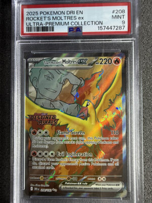 Team Rocket's Moltres ex DRI 208 Stamped PSA 9