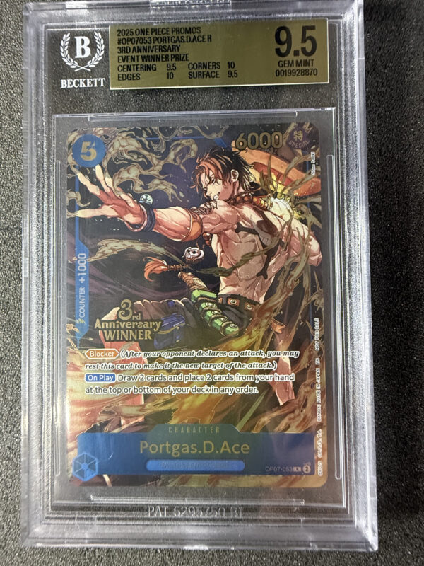 Portgas.D.Ace (OP07-053) 3rd Anniversary Event Winner Prize BGS 9.5